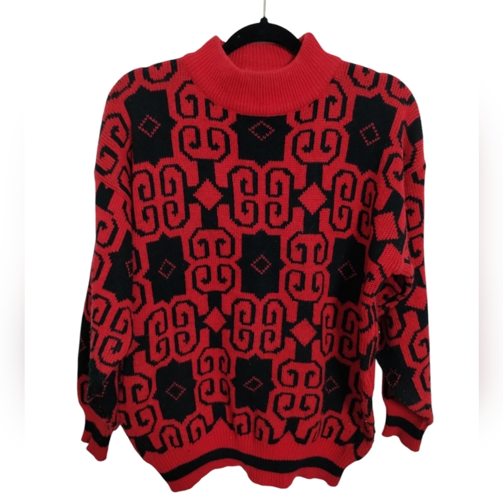 Vintage Women's ITEM II Grannycore Mock Sweater size‎ M Cable Knit Ribbed